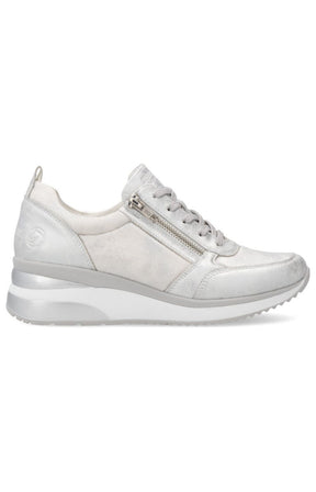 Remonte Zipped Wedge Trainer in Silver