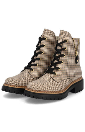 Rieker Biker Checkered Boots in Beige