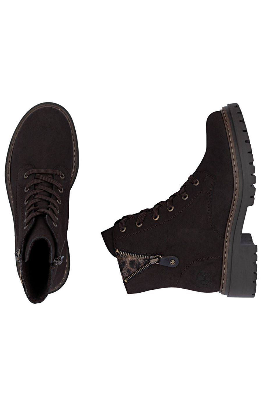 Rieker Biker Leopard Peek Boot in Brown 