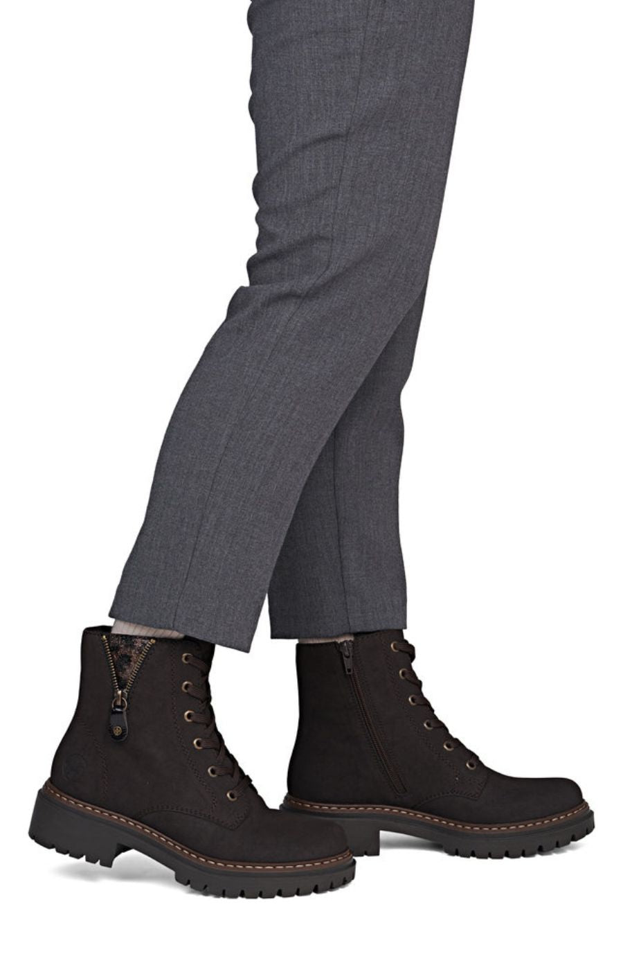 Rieker Biker Leopard Peek Boot in Brown 