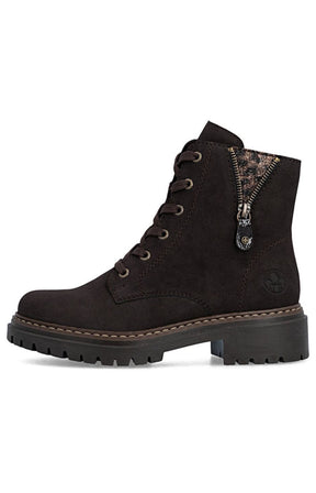 Rieker Biker Leopard Peek Boot in Brown 