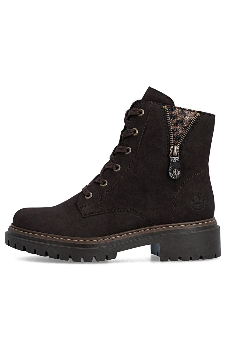 Rieker Biker Leopard Peek Boot in Brown 
