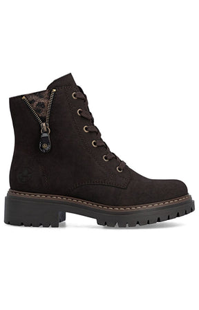 Rieker Biker Leopard Peek Boot in Brown 