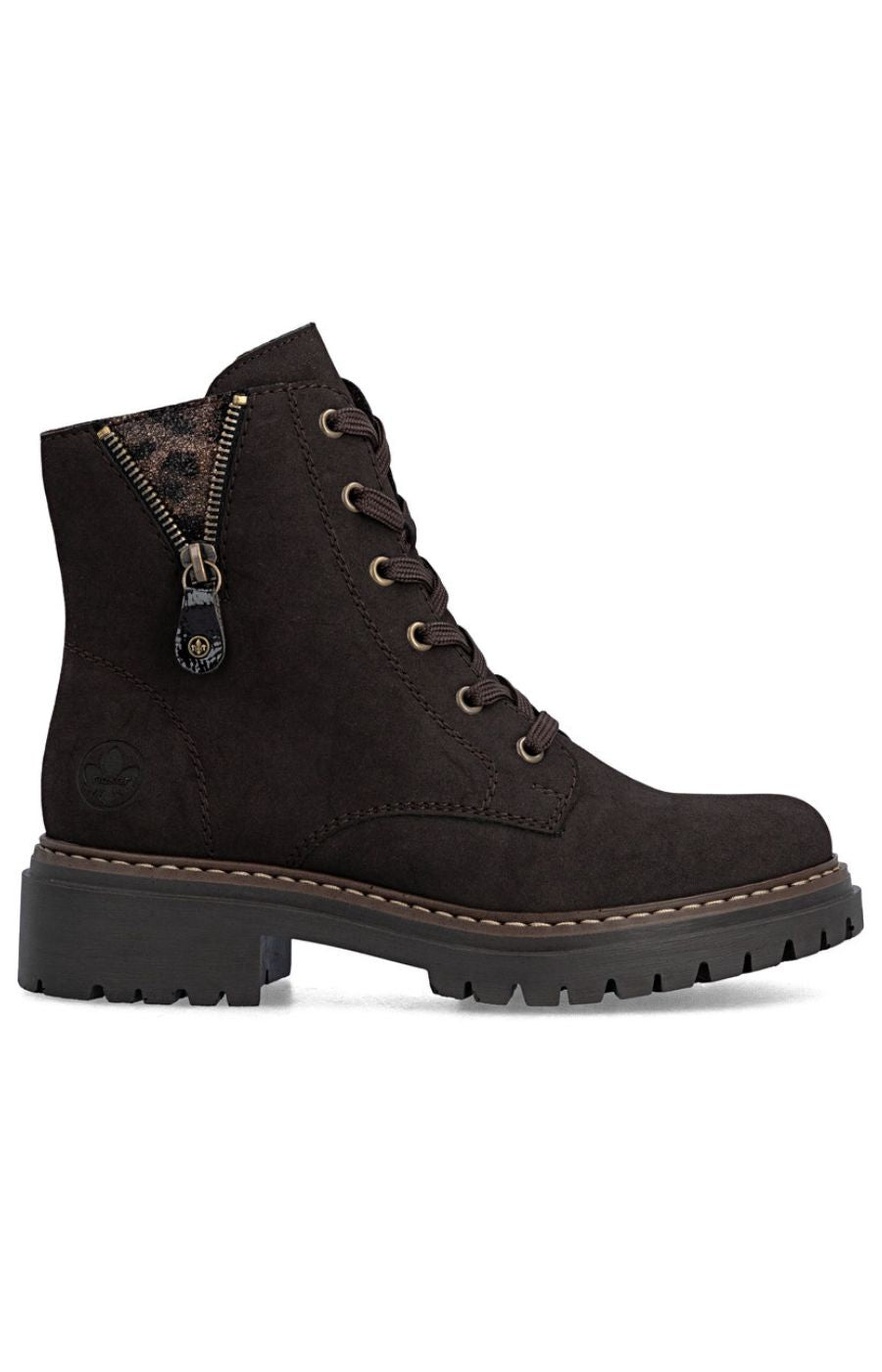 Rieker Biker Leopard Peek Boot in Brown 