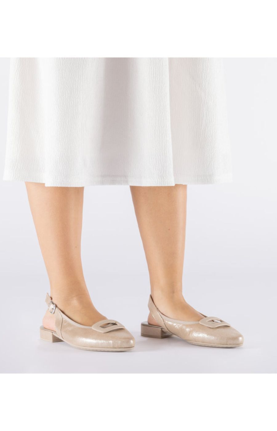  Rieker Buckle Sling Back Shoe in Gold 