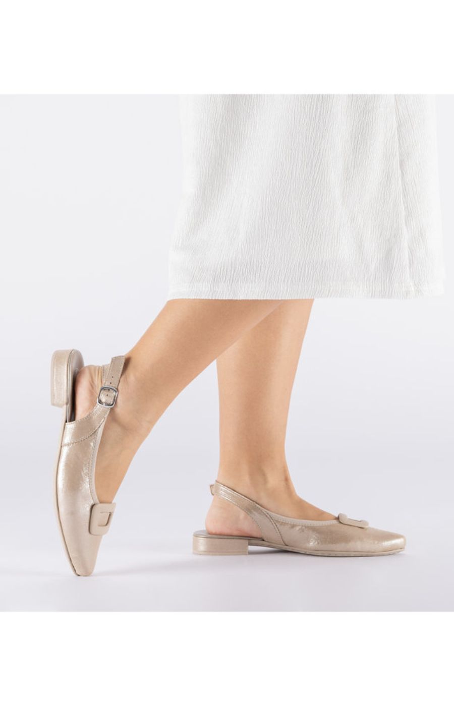 Rieker Buckle Sling Back Shoe in Gold