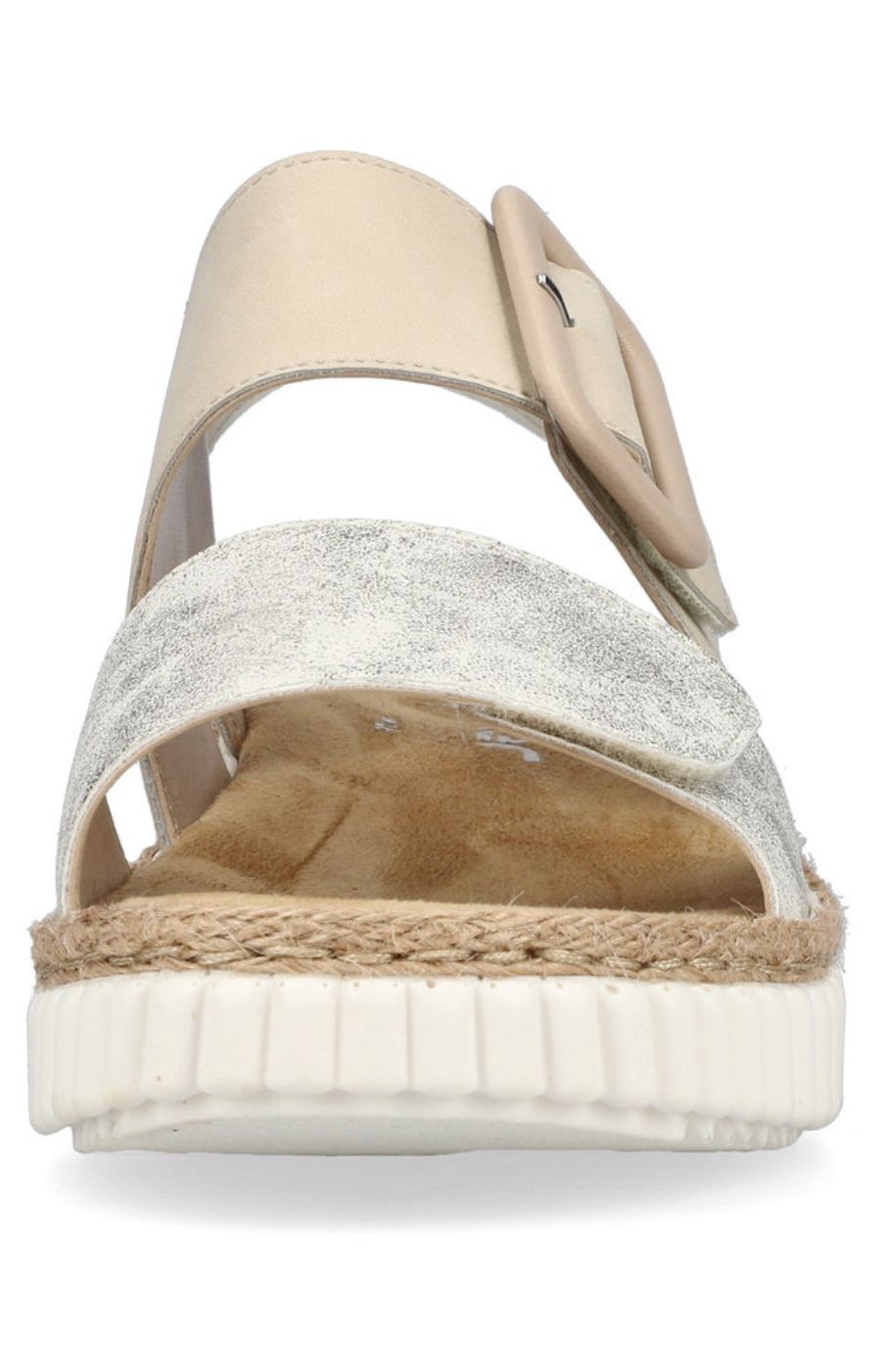 Rieker Buckle Wedge Sandal in Beige 
