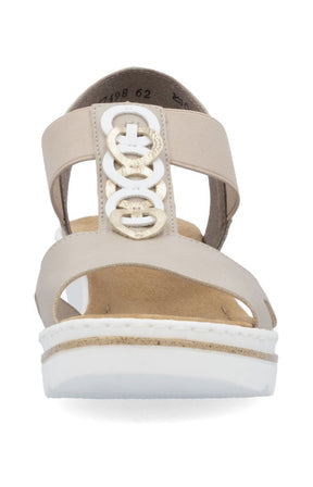 Rieker Circle Wedge Sandal in Beige