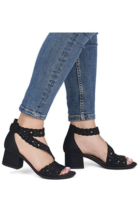 Rieker Diamante Heeled Sandal in Black 