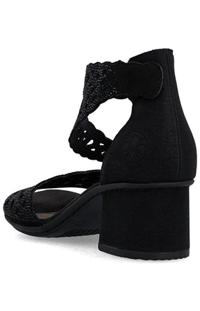 Rieker Diamante Heeled Sandal in Black 