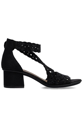 Rieker Diamante Heeled Sandal in Black 