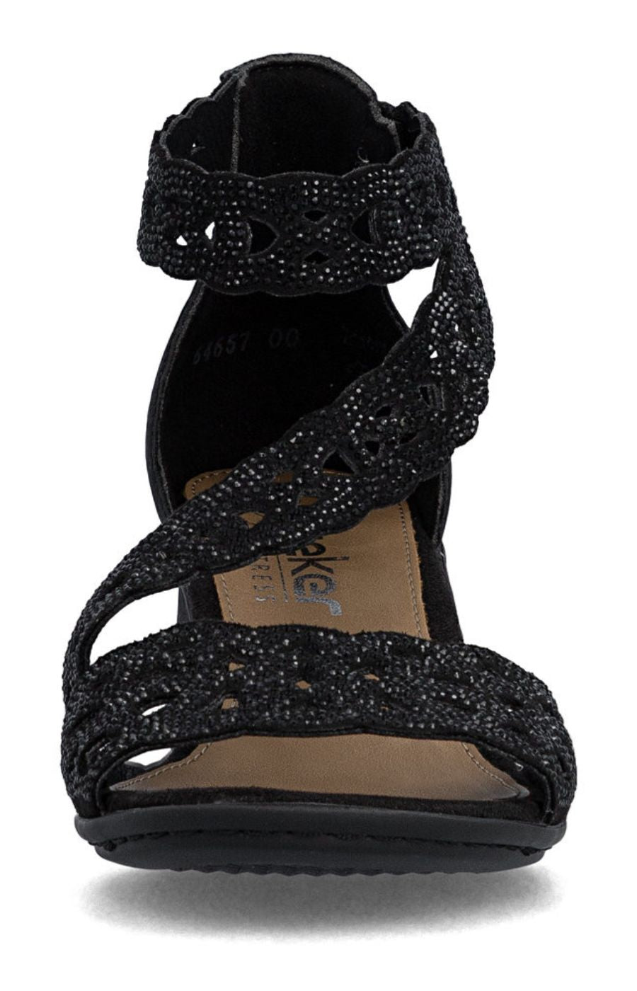 Rieker Diamante Heeled Sandal in Black 