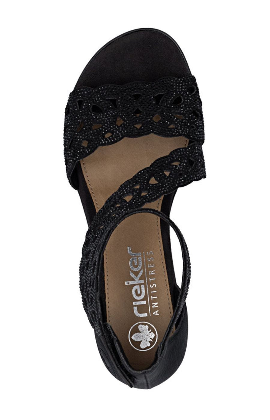 Rieker Diamante Heeled Sandal in Black 
