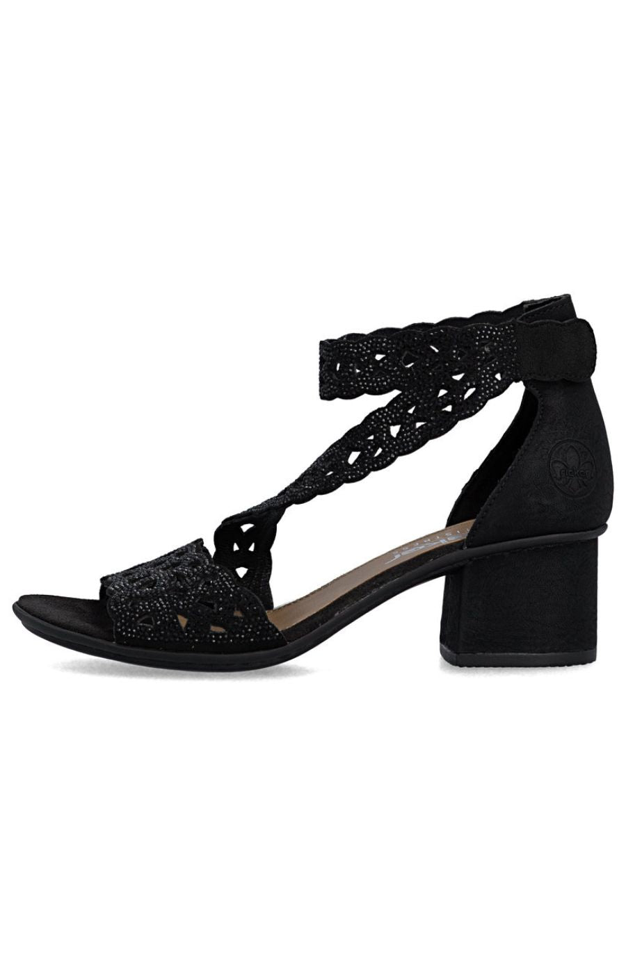 Rieker Diamante Heeled Sandal in Black