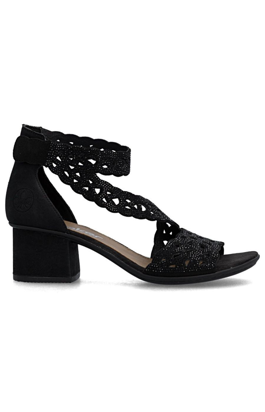 Rieker Diamante Heeled Sandal in Black 