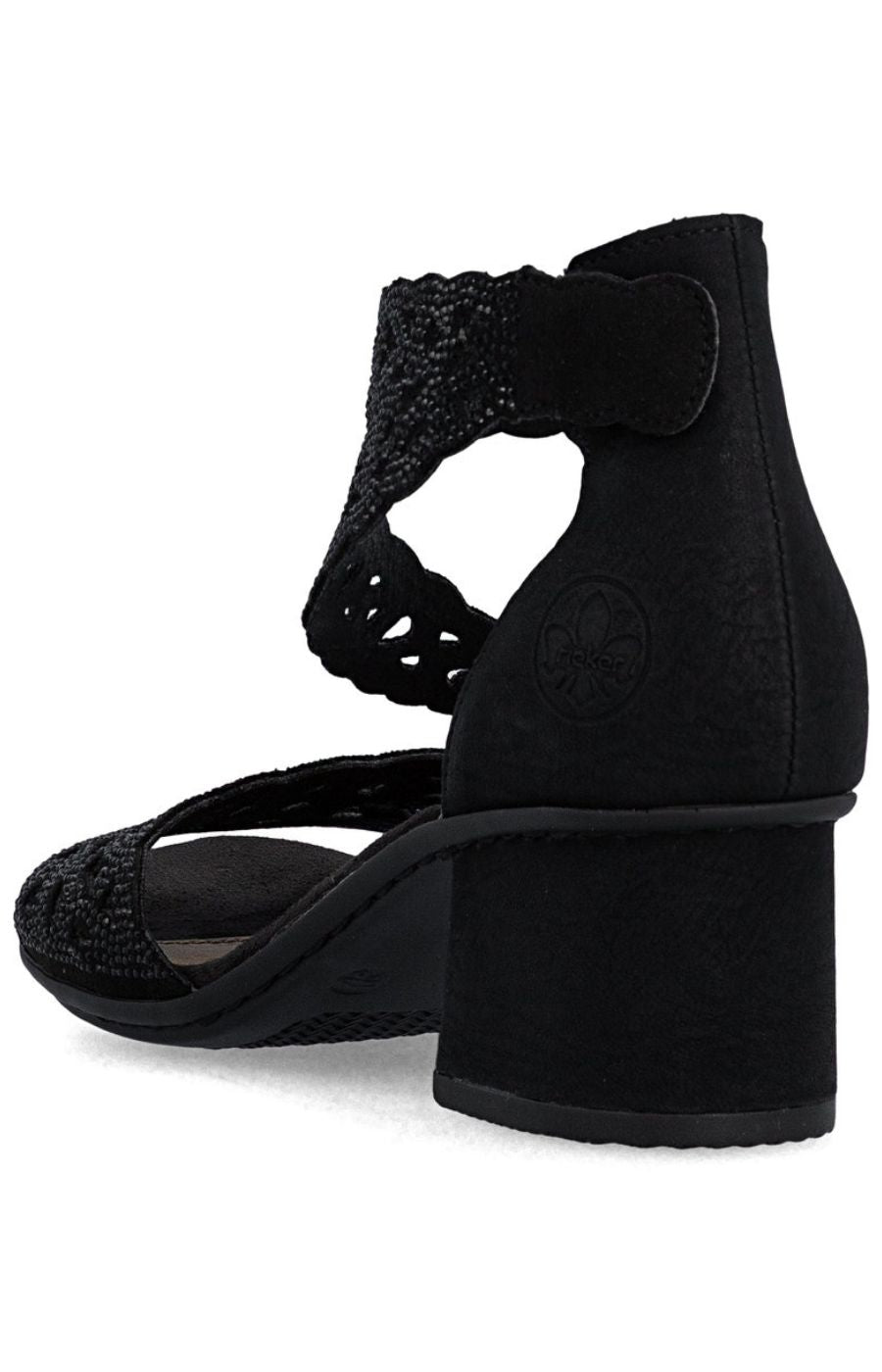 Rieker Diamante Heeled Sandal in Black 