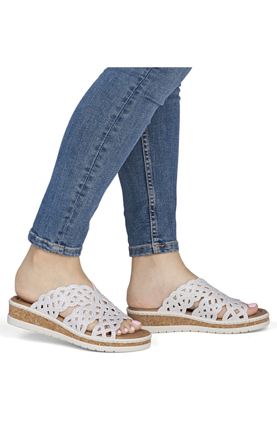 Rieker Diamante Mule in White 