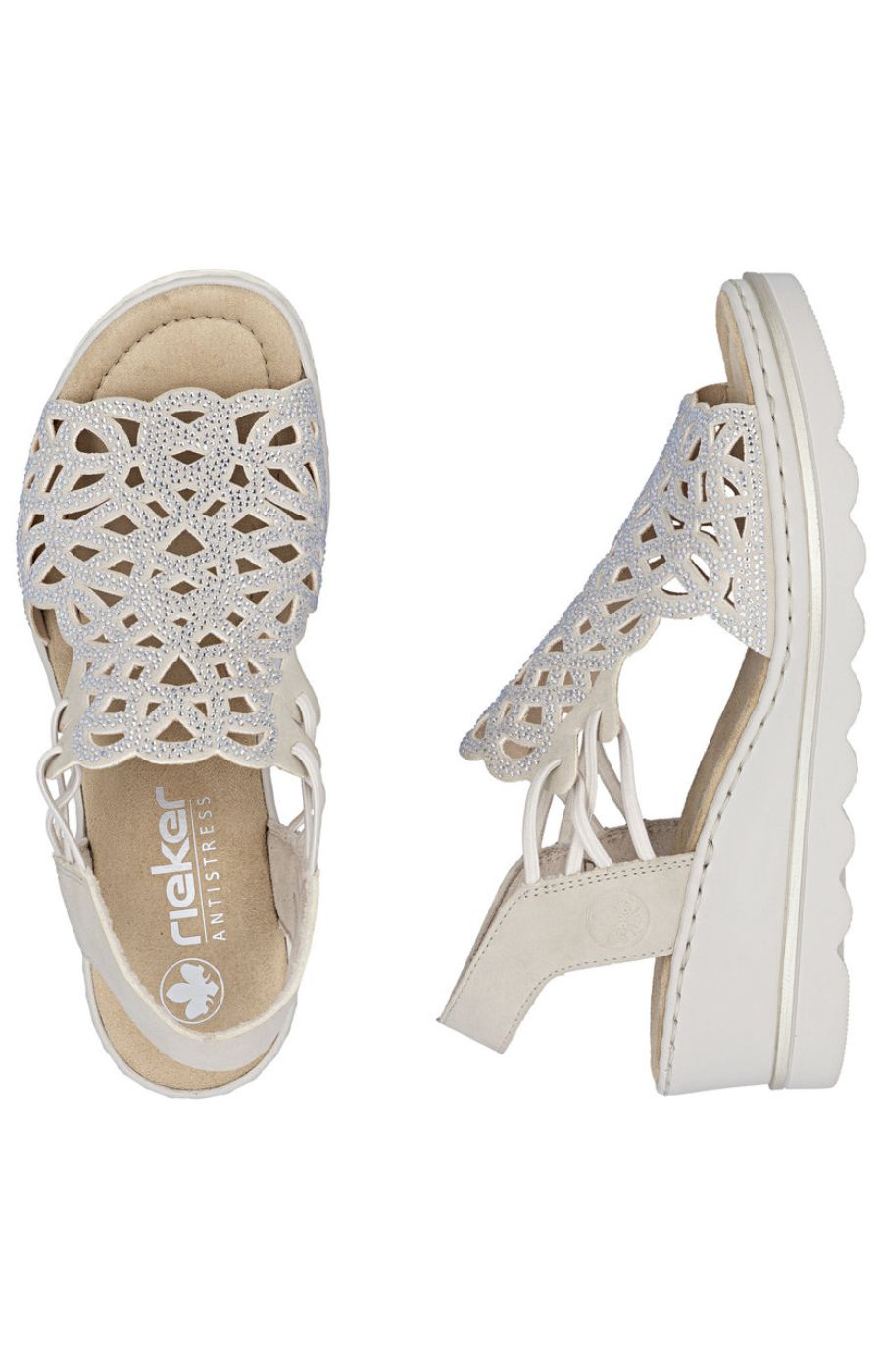 Rieker Diamante Wedge Sandal in Beige 