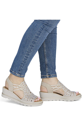 Rieker Diamante Wedge Sandal in Beige 