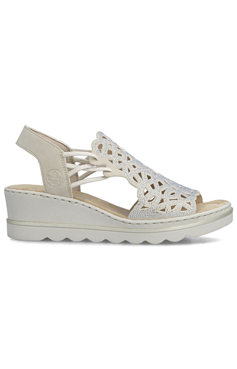 Rieker Diamante Wedge Sandal in Beige 