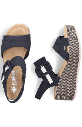 Rieker Glitter Heel Sandal in Navy  