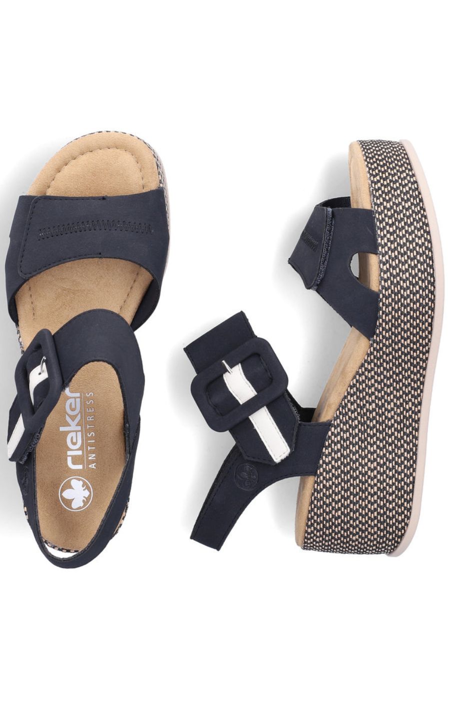 Rieker Glitter Heel Sandal in Navy  