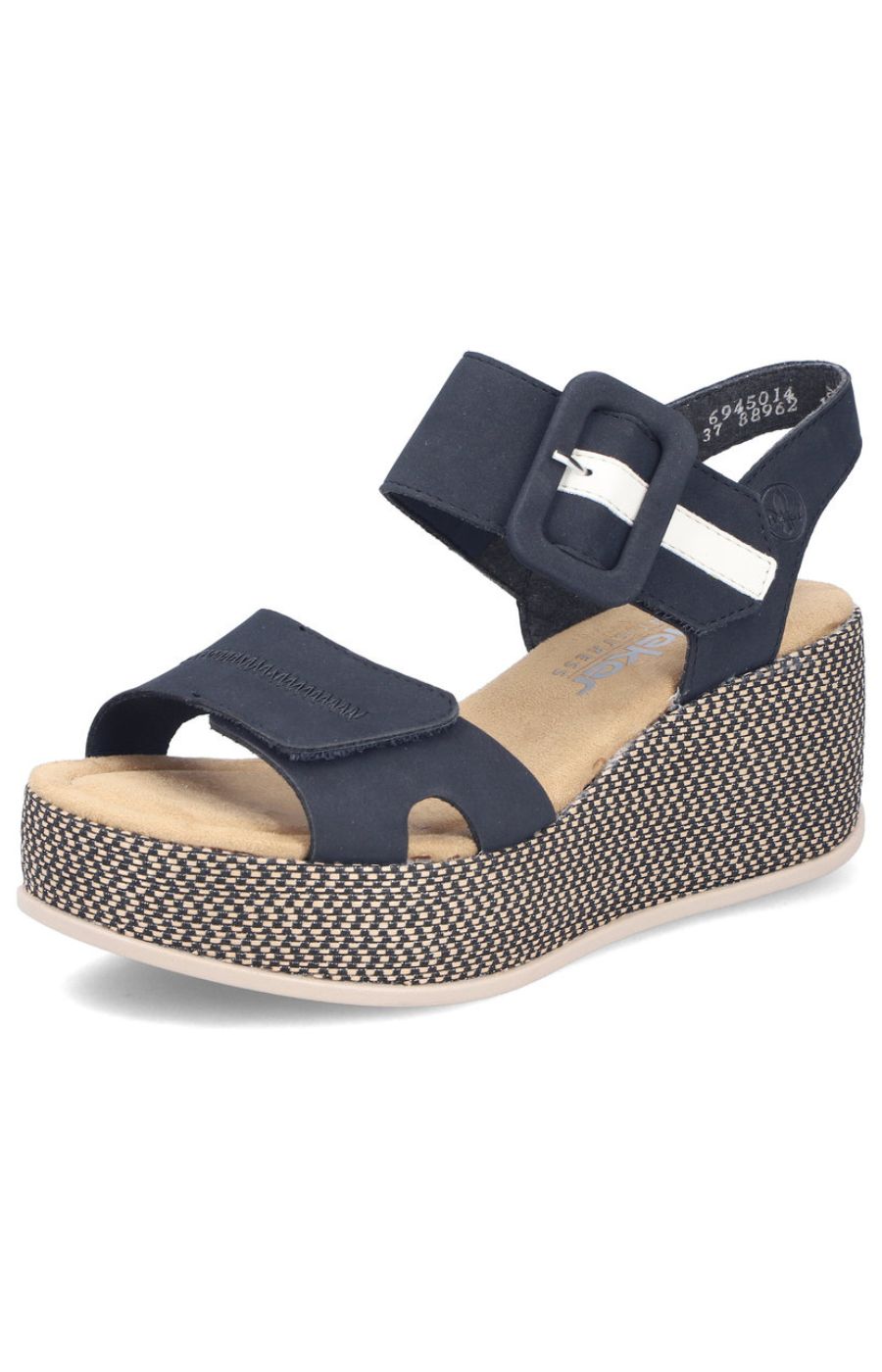 Rieker Glitter Heel Sandal in Navy 
