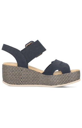 Rieker Glitter Heel Sandal in Navy  
