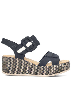 Rieker Glitter Heel Sandal in Navy  