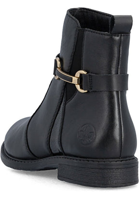 Rieker Gold Buckle Boot in Black 