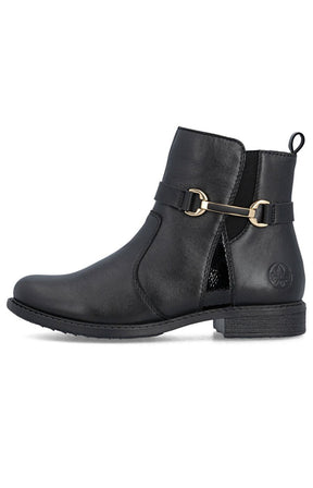 Rieker Gold Buckle Boot in Black 