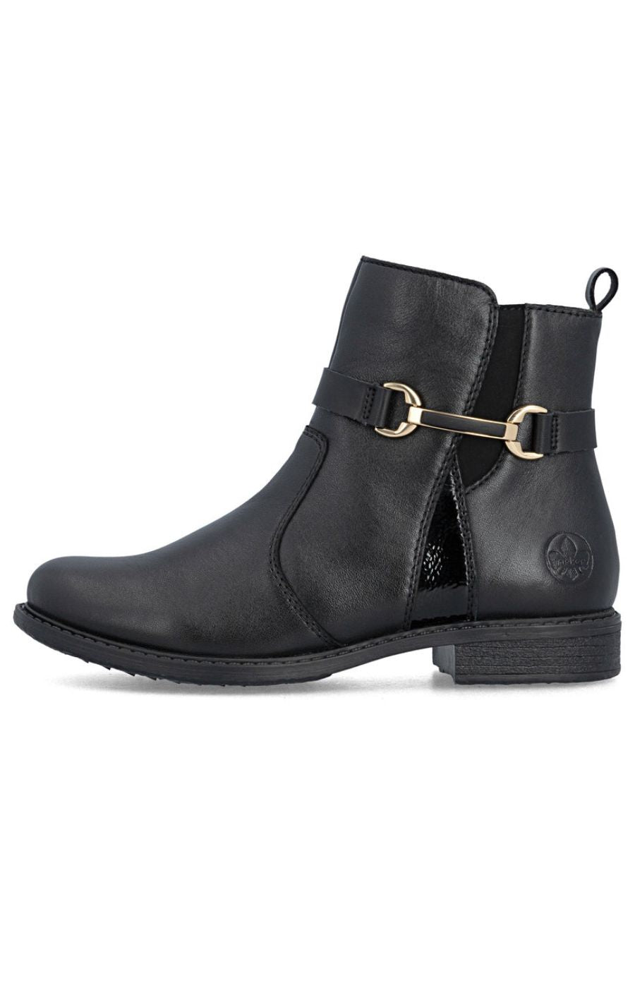 Rieker Gold Buckle Boot in Black 