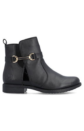 Rieker Gold Buckle Boot in Black 