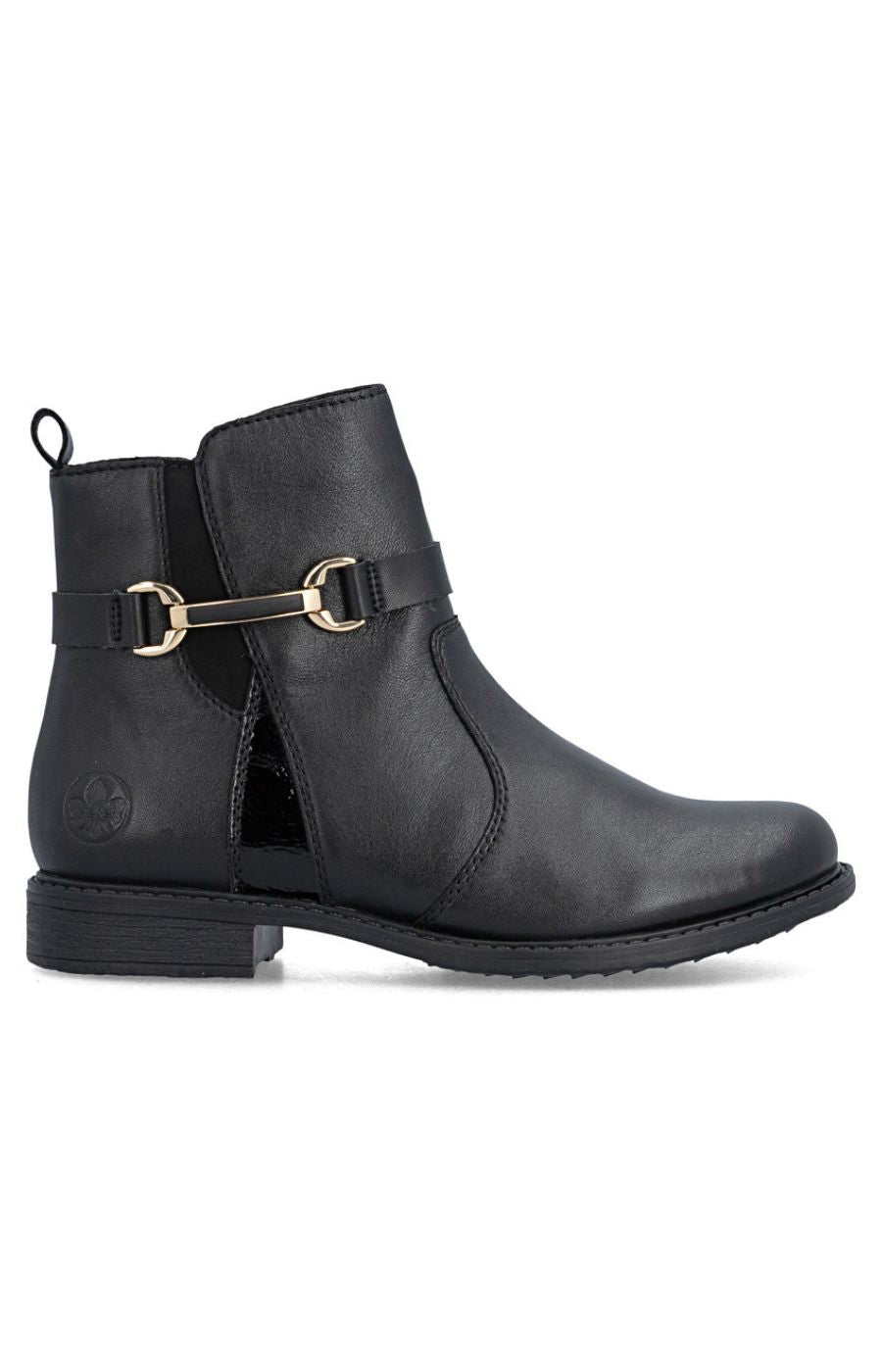 Rieker Gold Buckle Boot in Black 