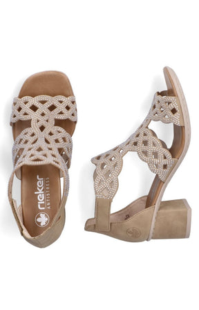 Rieker Heeled Sandal in Beige