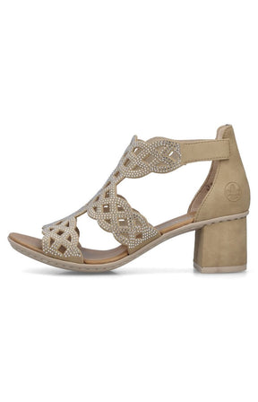 Rieker Heeled Sandal in Beige
