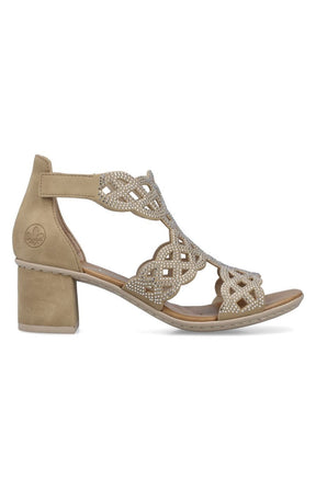 Rieker Heeled Sandal in Beige