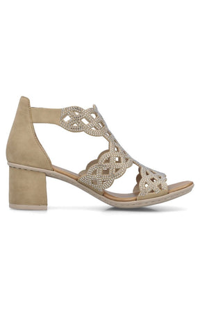 Rieker Heeled Sandal in Beige