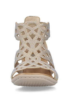 Rieker Heeled Sandal in Beige