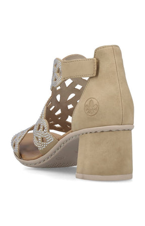 Rieker Heeled Sandal in Beige
