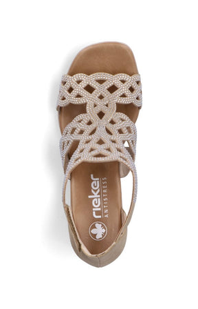 Rieker Heeled Sandal in Beige