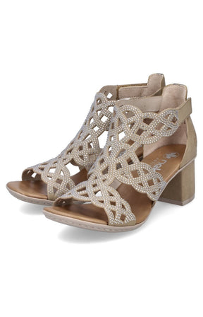 Rieker Heeled Sandal in Beige