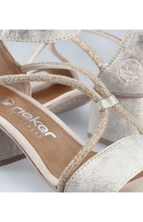 Rieker Heeled Sandal in Metallic