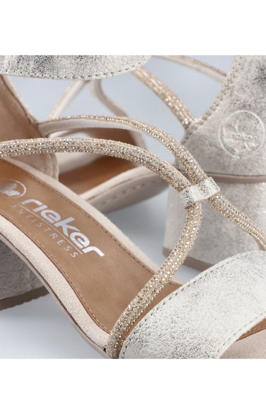 Rieker Heeled Sandal in Metallic