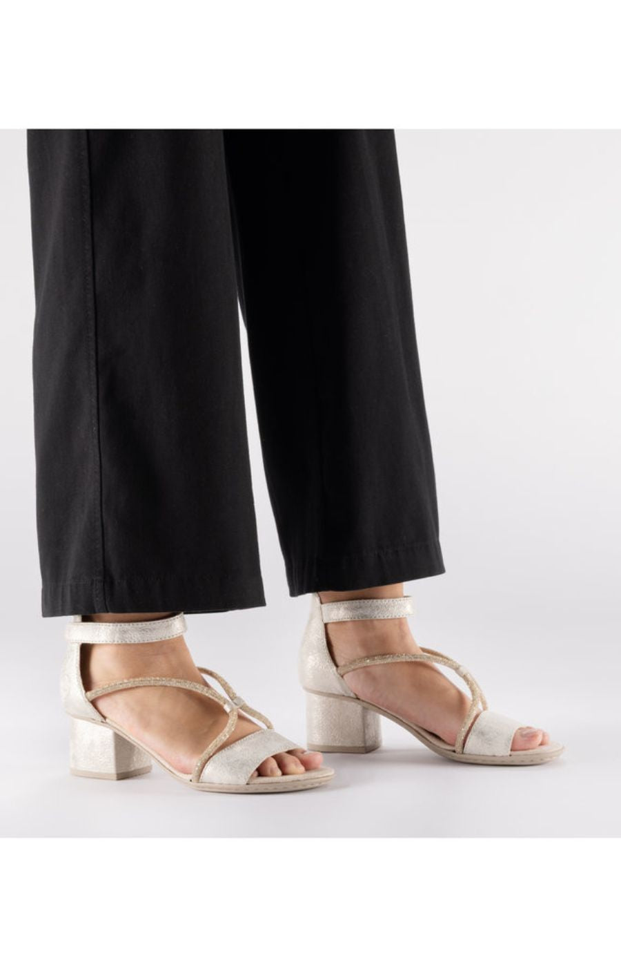 Rieker Heeled Sandal in Metallic