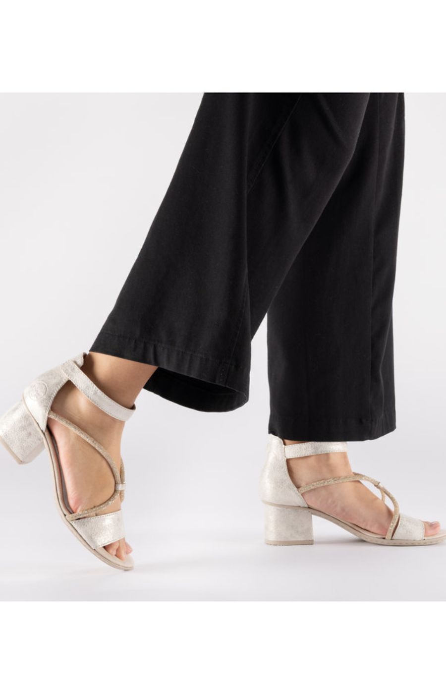 Rieker Heeled Sandal in Metallic
