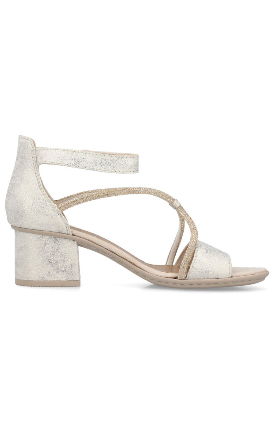 §Rieker Heeled Sandal in Metallic 