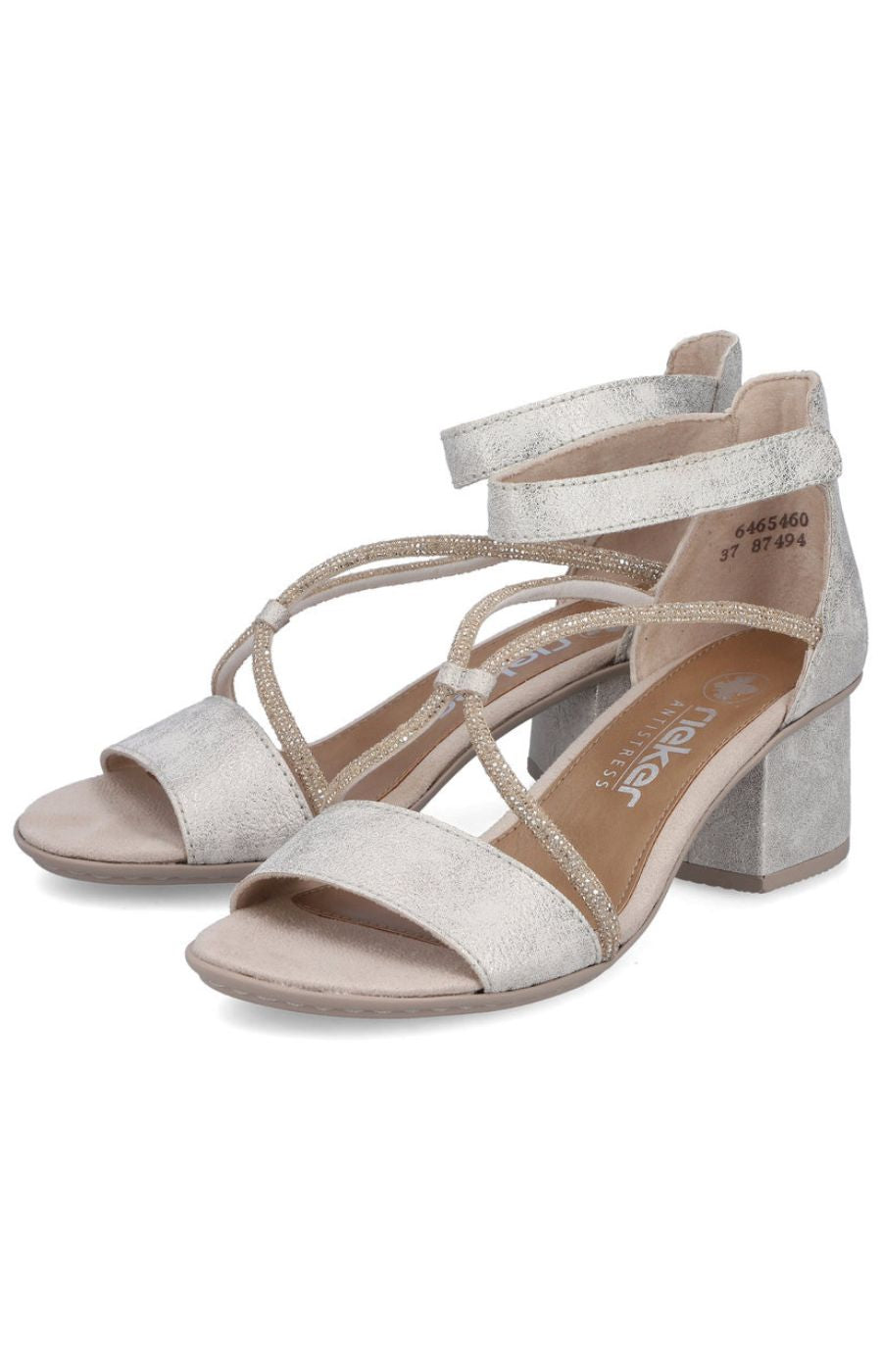 Rieker Heeled Sandal in Metallic 