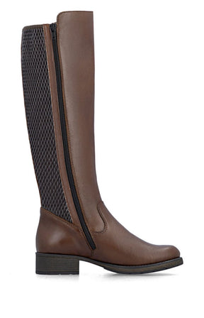 Rieker High Flat Boot in Brown 