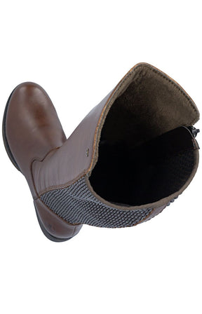 Rieker High Flat Boot in Brown 